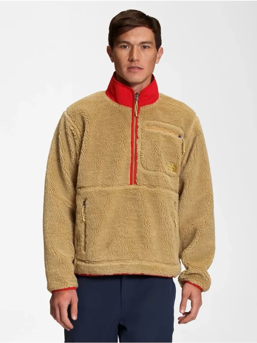 GUC!! THE NORTH FACE MEN'S EXTREME PILE PULLOVER FLEECE JACKET ANTELOPE TAN red